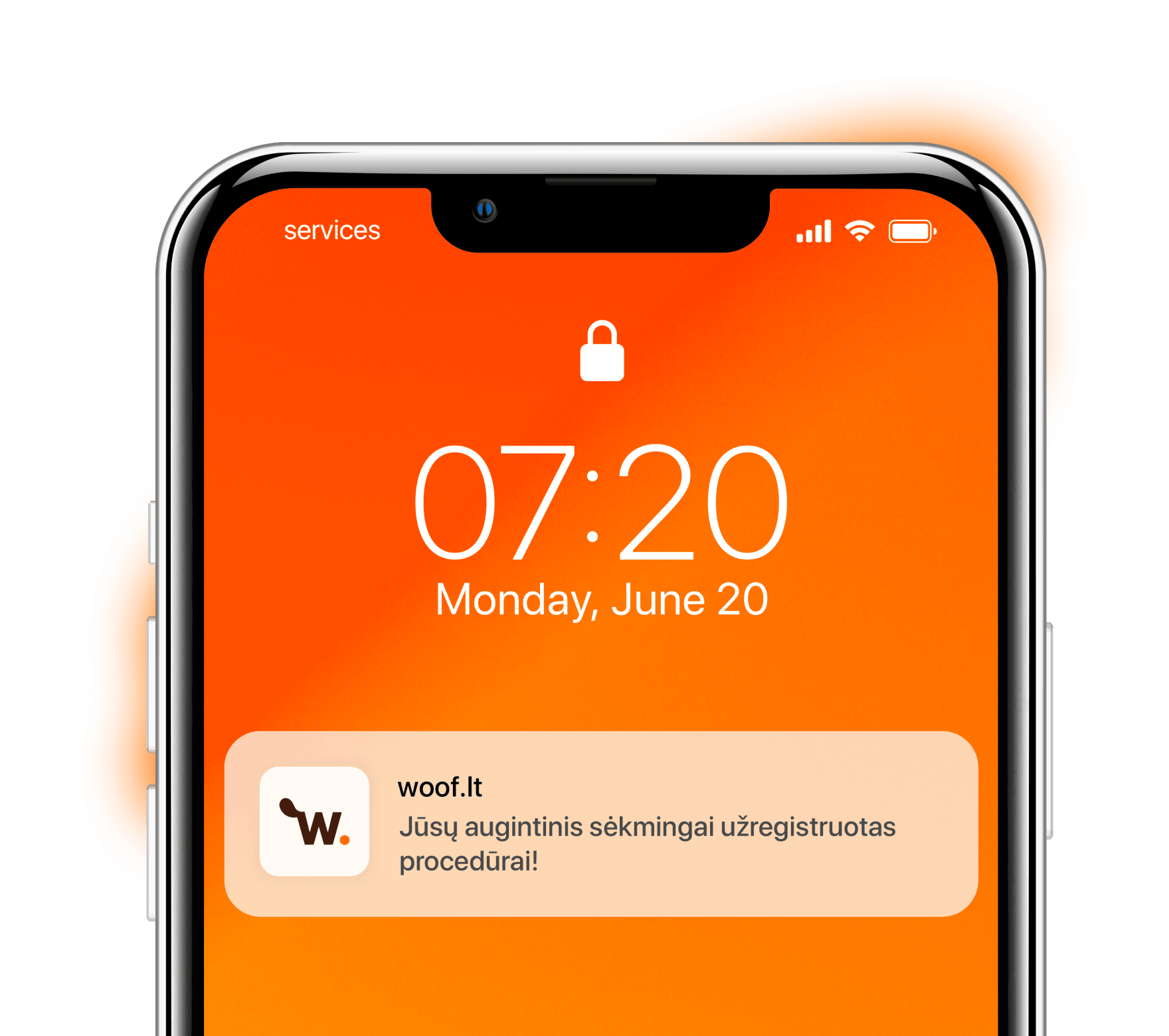 Woof.lt mobile app screen
